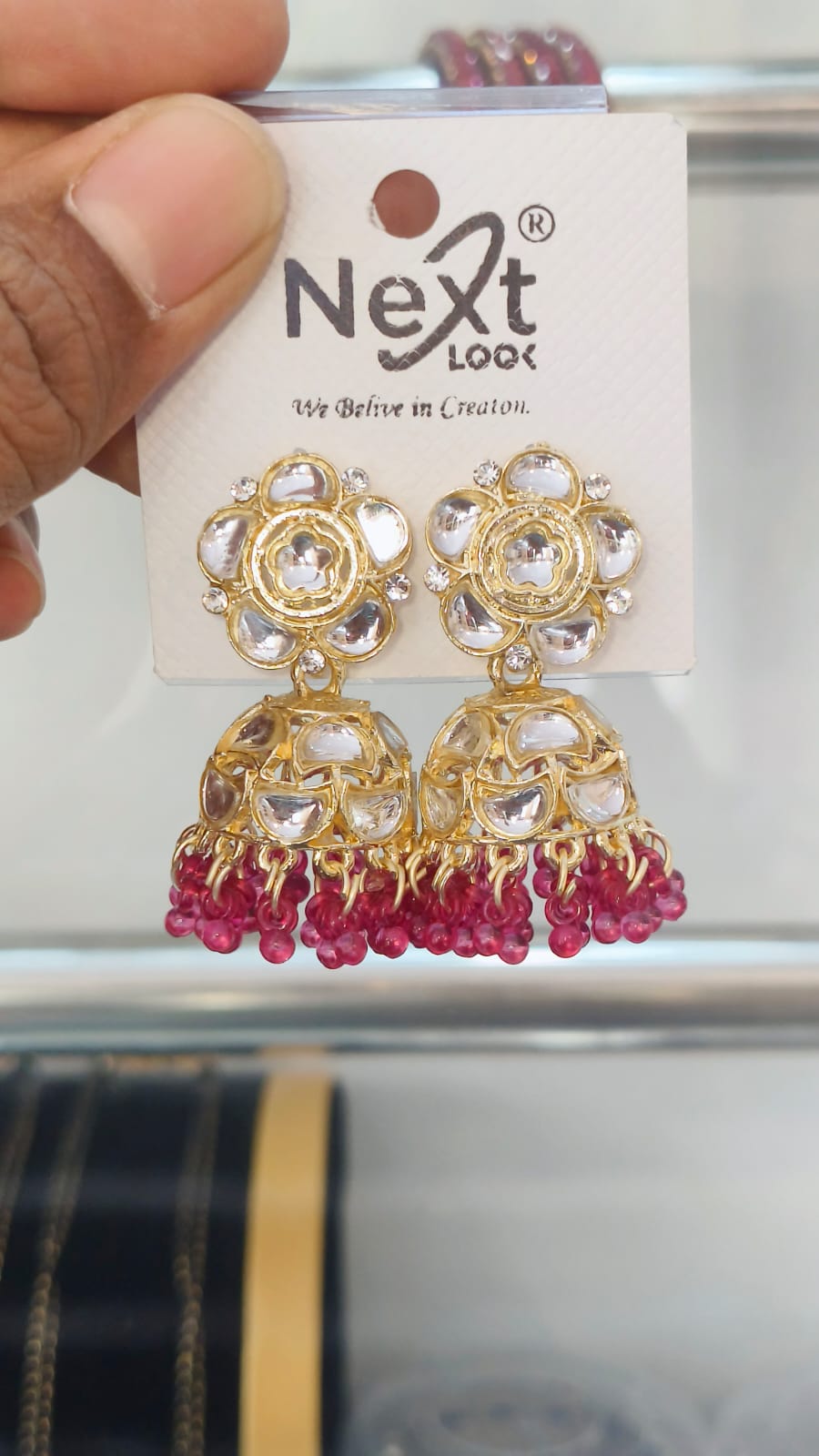 Kundan Pearl Jumkha Traditional look