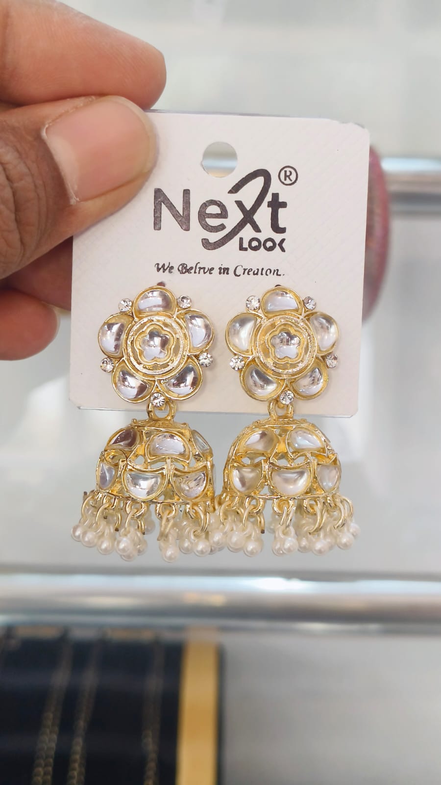 Kundan Pearl Jumkha Traditional look