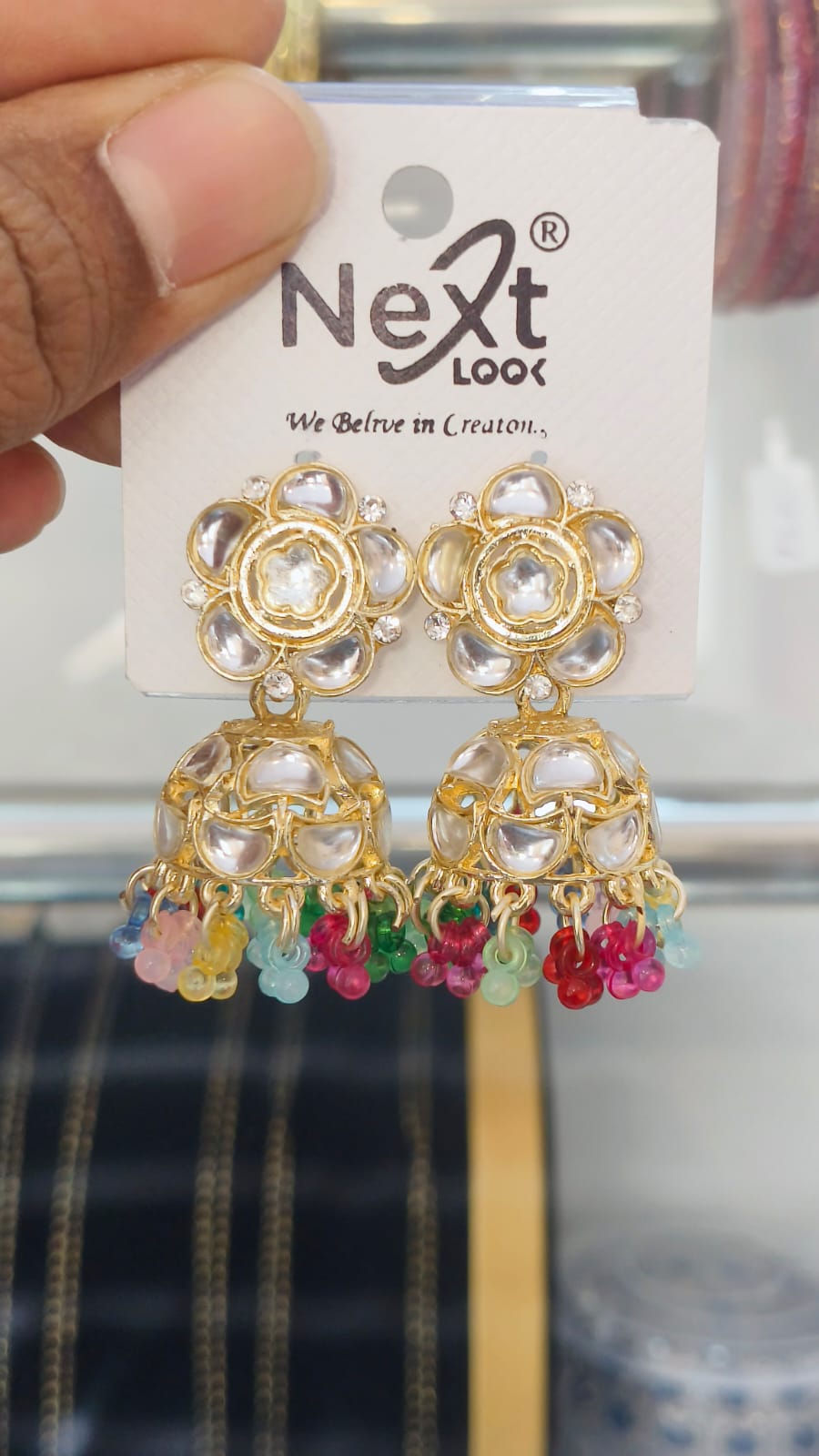 Kundan Pearl Jumkha Traditional look