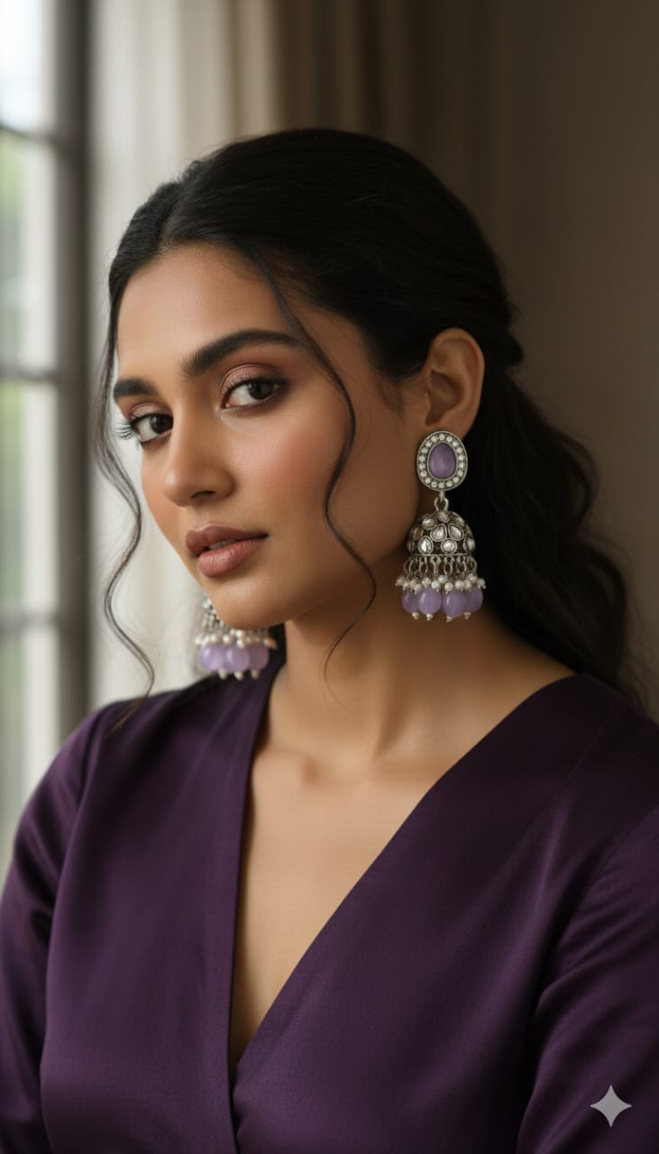 Kundan Jumka Oxidised