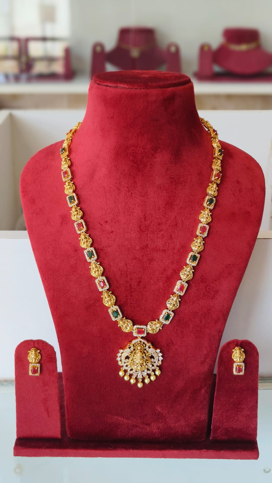 Lakshmi Pendant Traditional Look Haram / Long Necklace