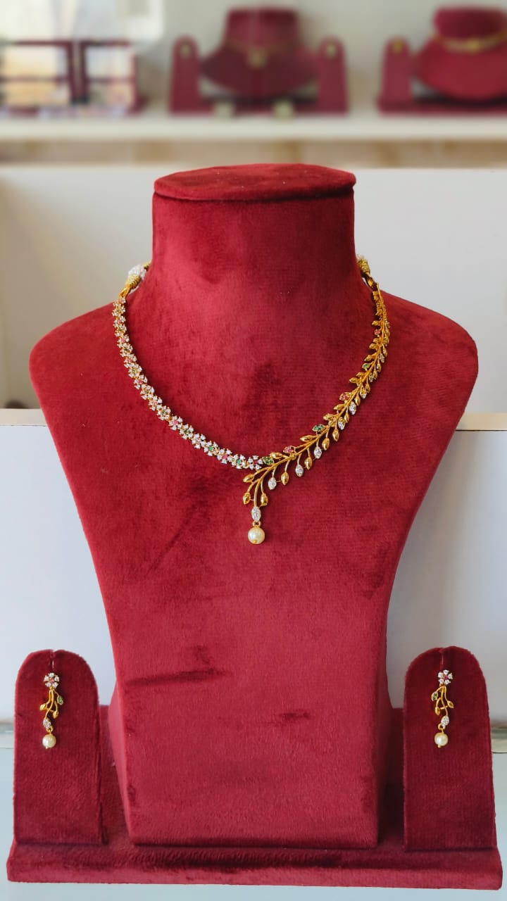 Trendy Dual Design AD Necklace