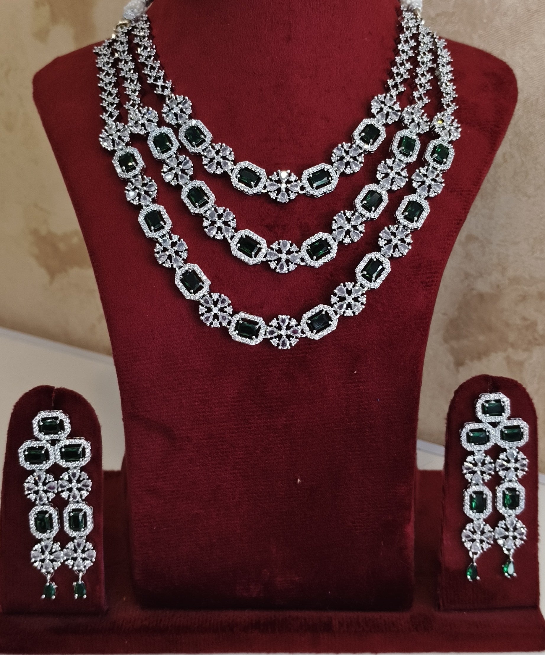 American Diamond Three Layer Beautiful Necklace