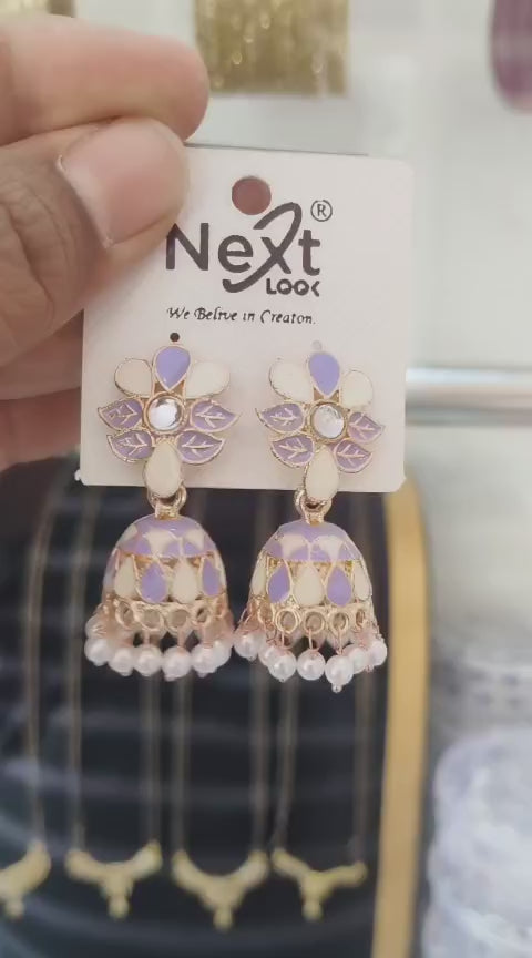 Meenakari Work Flower Jumkha