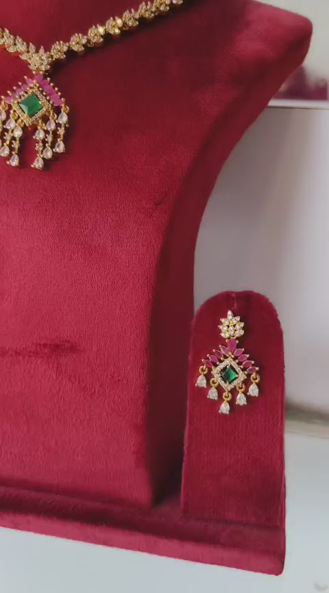 American Diamond Elegant Necklace with Earrings