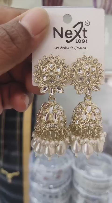 Kundan Pearl Jumkha - Traditional Look Jumkha