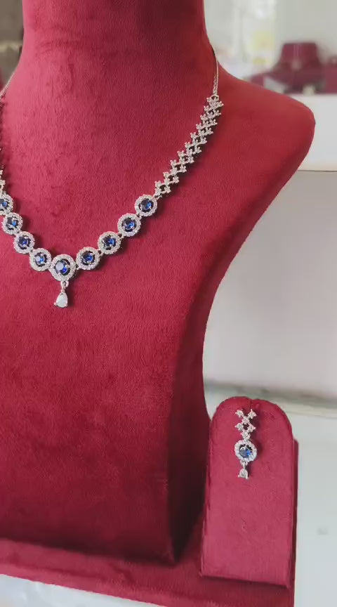 American Diamond CZ Necklace Set: Gold Polish Bridal Jewelry